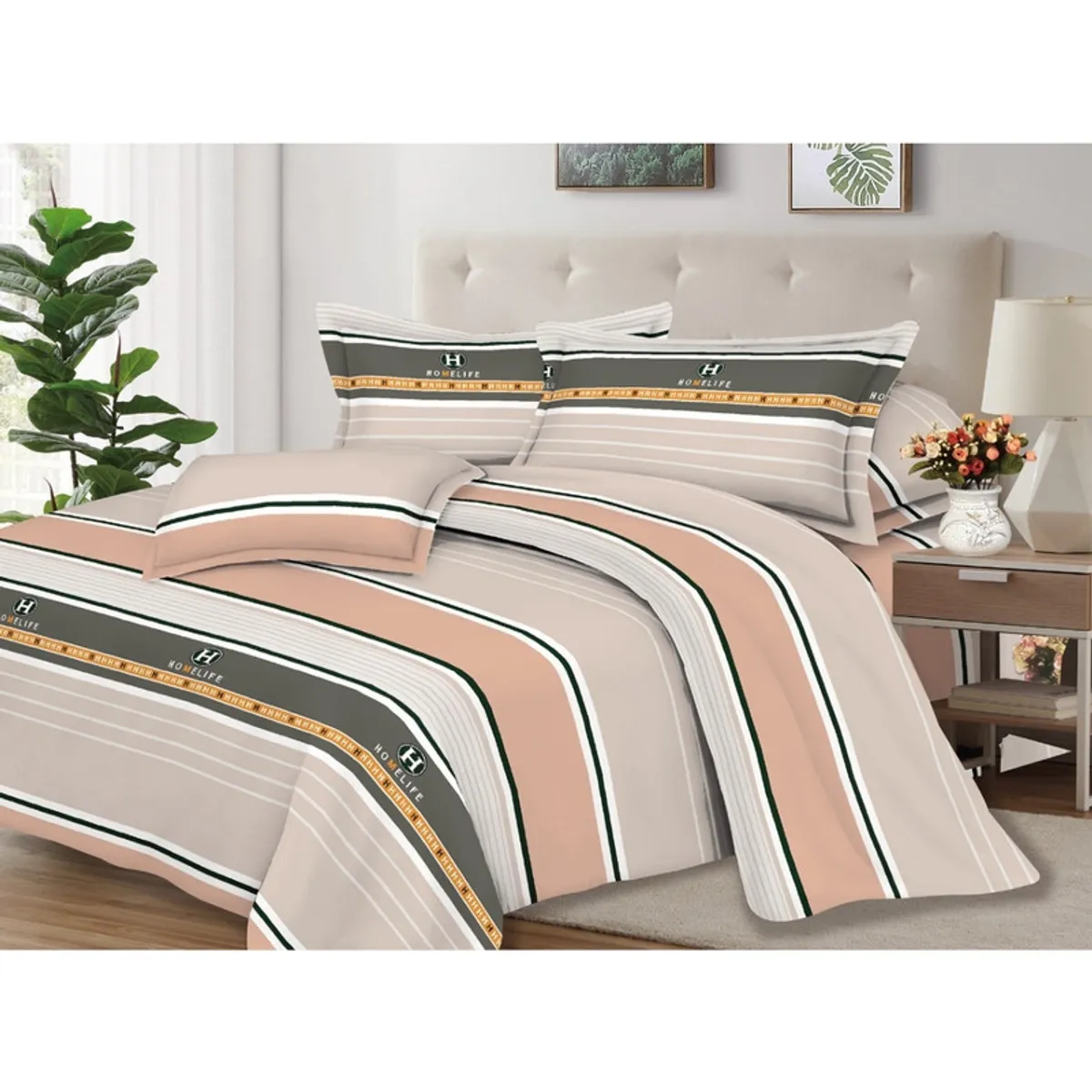 PENTHA - Juego de Sábanas 100% Algodón 2Plazas 4 Piezas 2000 Hilos Arena