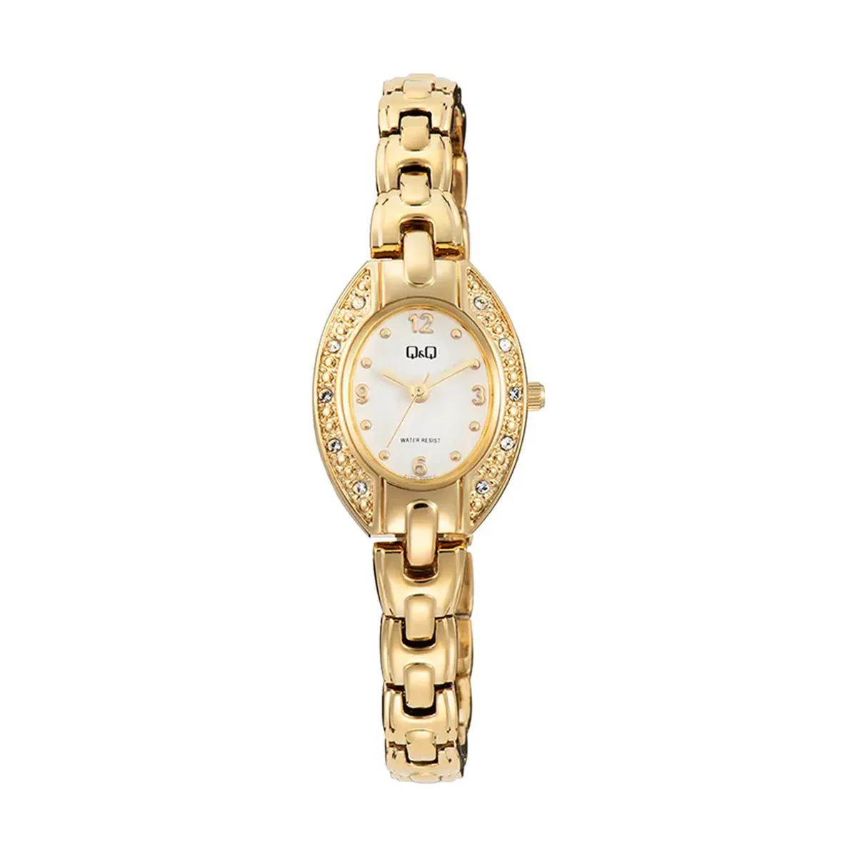 Q&Q - Reloj Q&Q Mujer Elegante Resistente Al Agua Detalles Brillantes Dorado