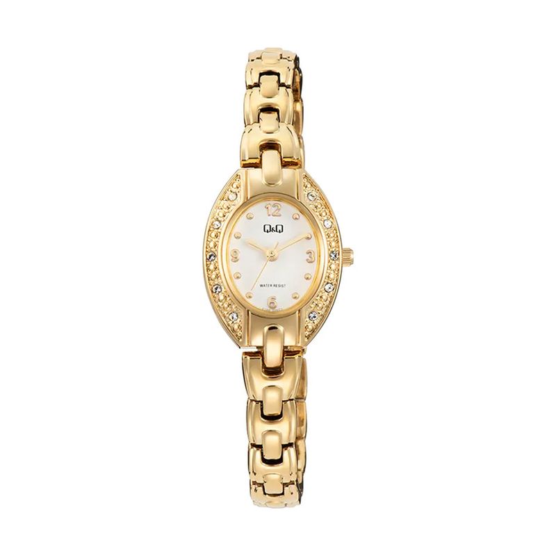 Q&Q - Reloj Q&Q Mujer Elegante Resistente Al Agua Detalles Brillantes Dorado