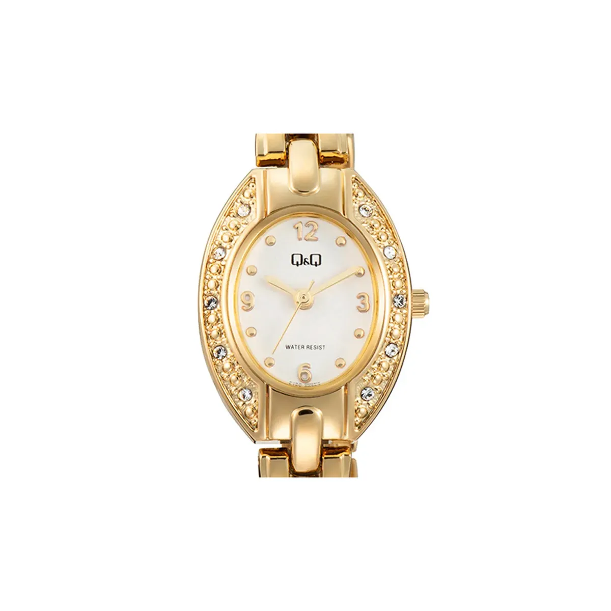 Q&Q - Reloj Q&Q Mujer Elegante Resistente Al Agua Detalles Brillantes Dorado