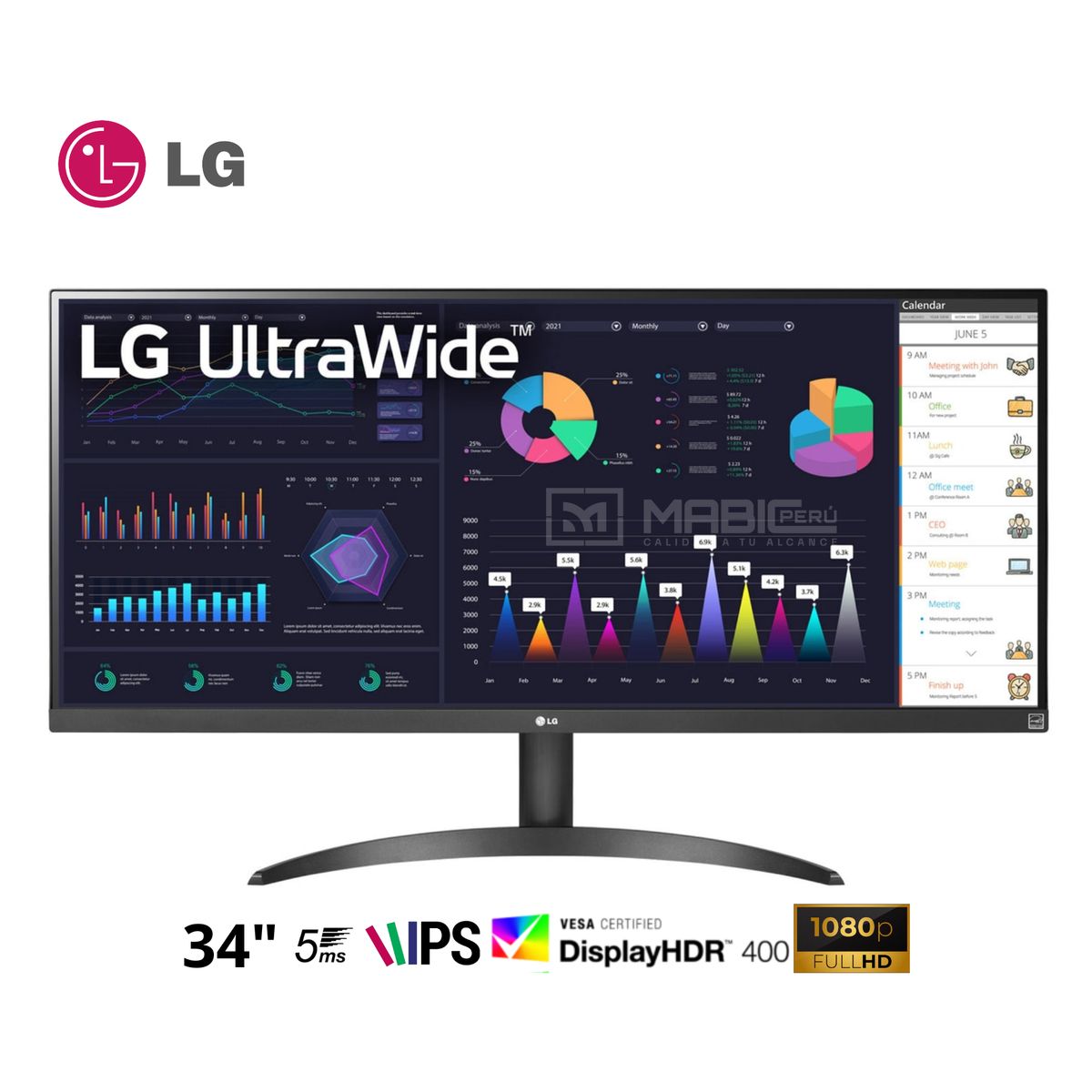 LG - MONITOR LG 34WQ500-B 34 UW-FHD 5MS 100HZ