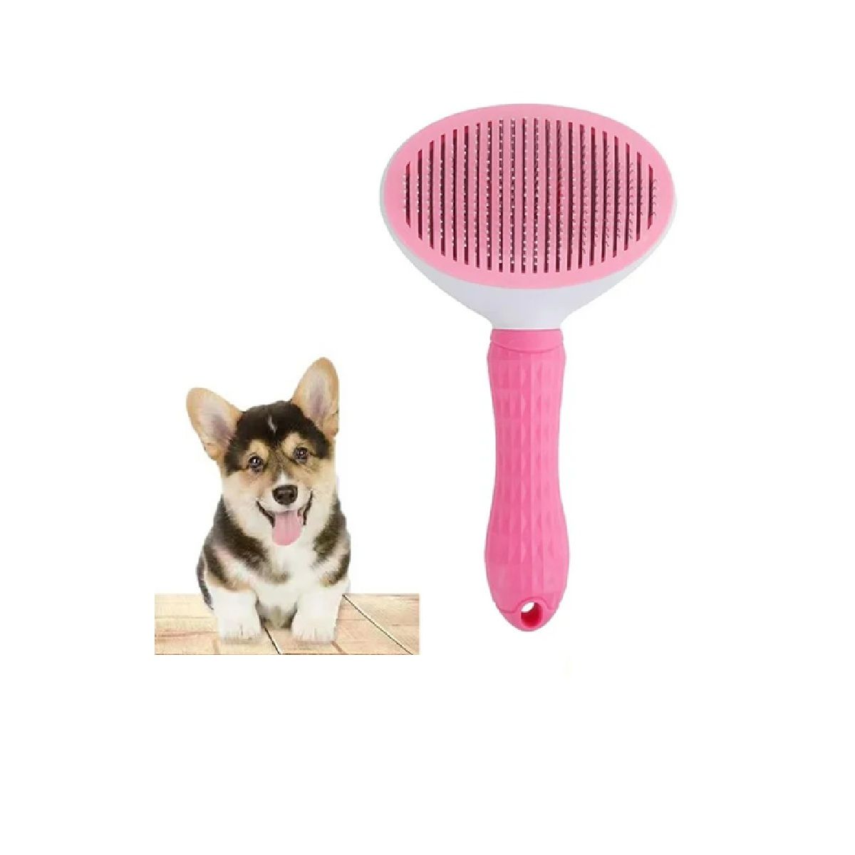 GENERICO - Cepillo removedor pelo muerto con botón expulsador rosado