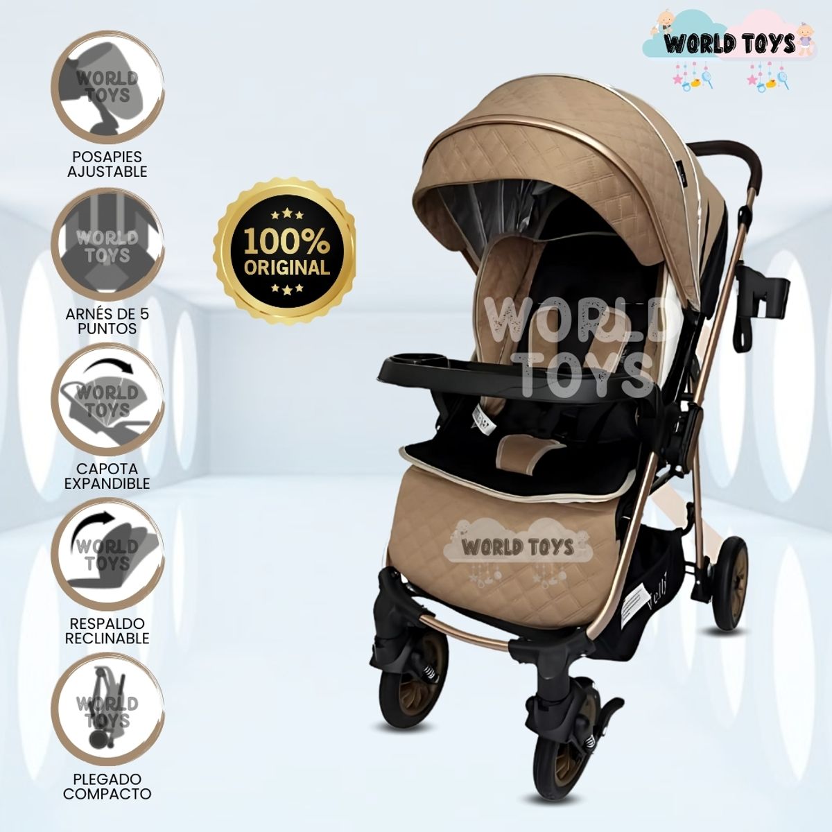 BABY - Coche Cuna de Lujo «HUMBERT» Beige