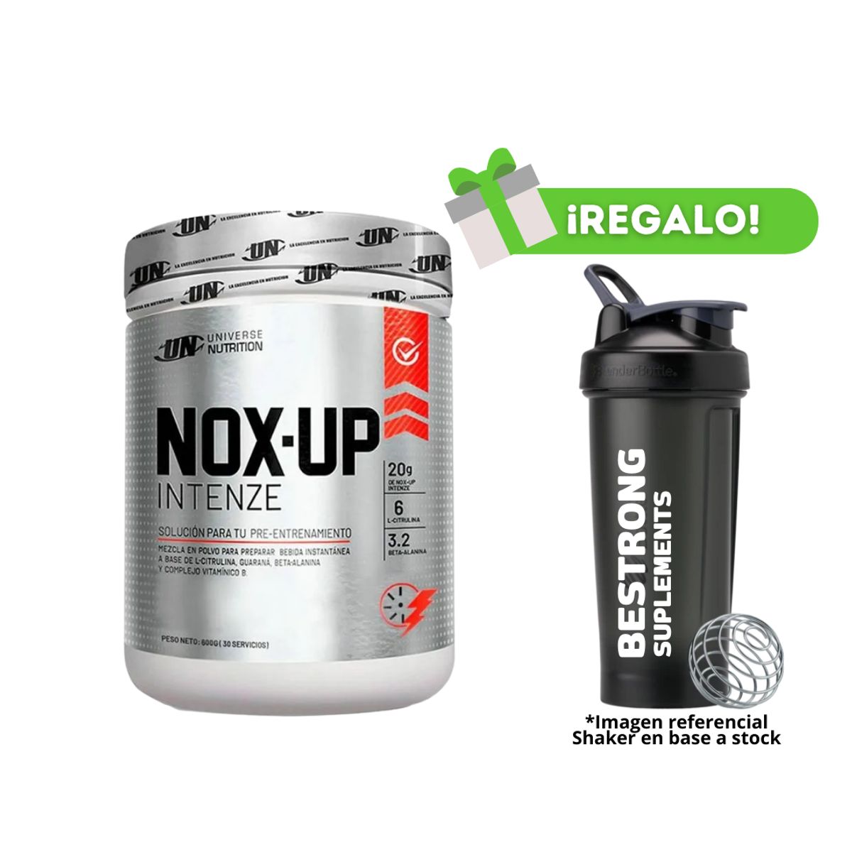 UNIVERSE NUTRITION - PRE ENTRENO NOX-UP 600G FRUIT PUNCH + SHAKER