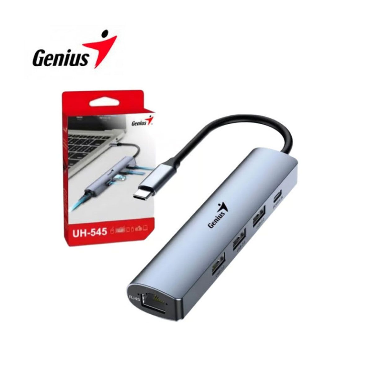 GENIUS - Hub Usb-C Genius Uh-545 Gigabit Ethernet 1-Usb-C 3-Usb-A