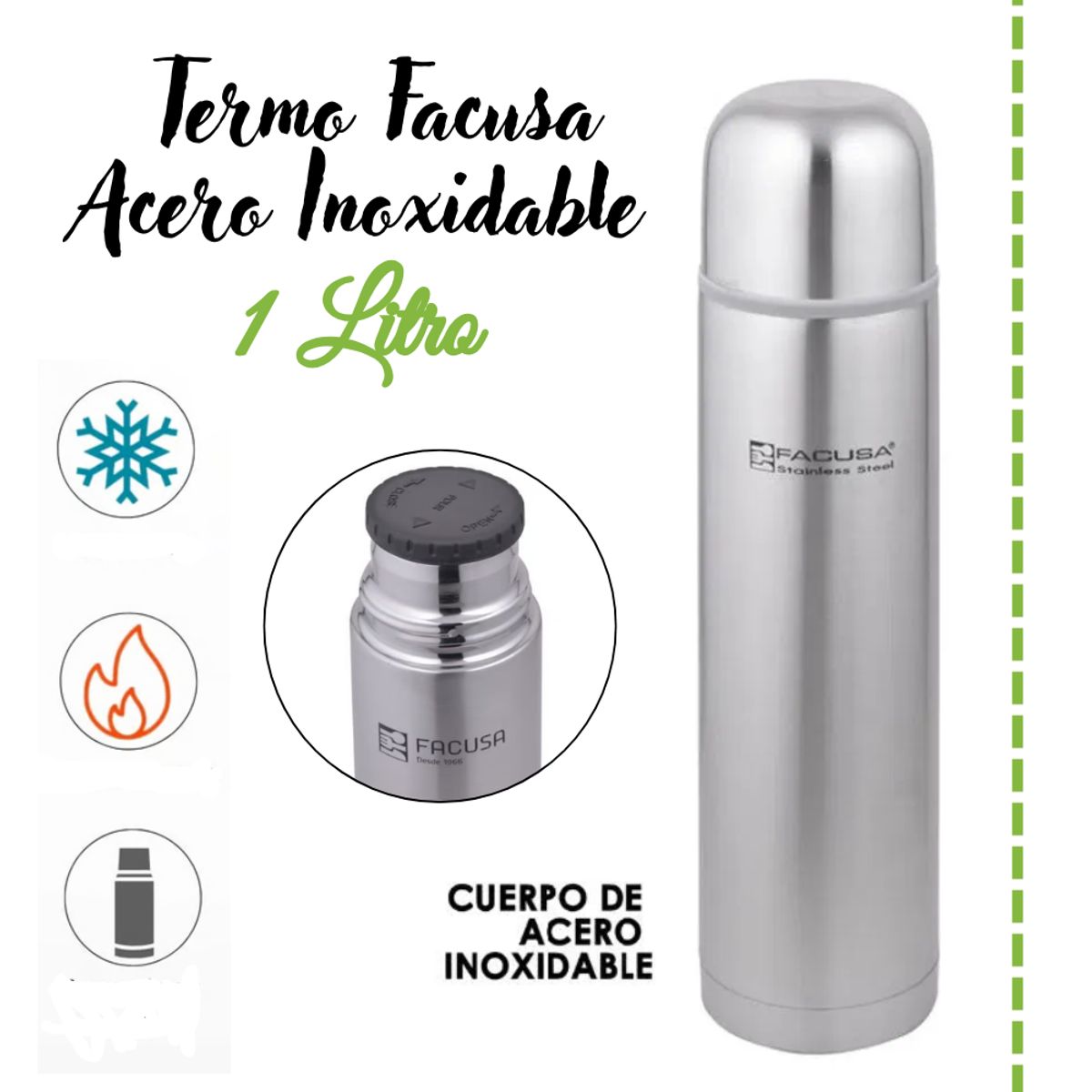 FACUSA - Termo Facusa Acero Inoxidable 1 Lt