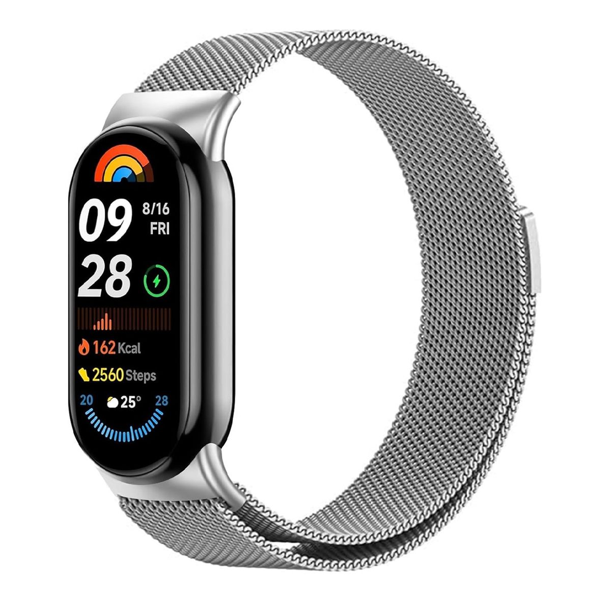 GENERICO - Correa Milanesa para Xiaomi Mi Band 9 - Plata