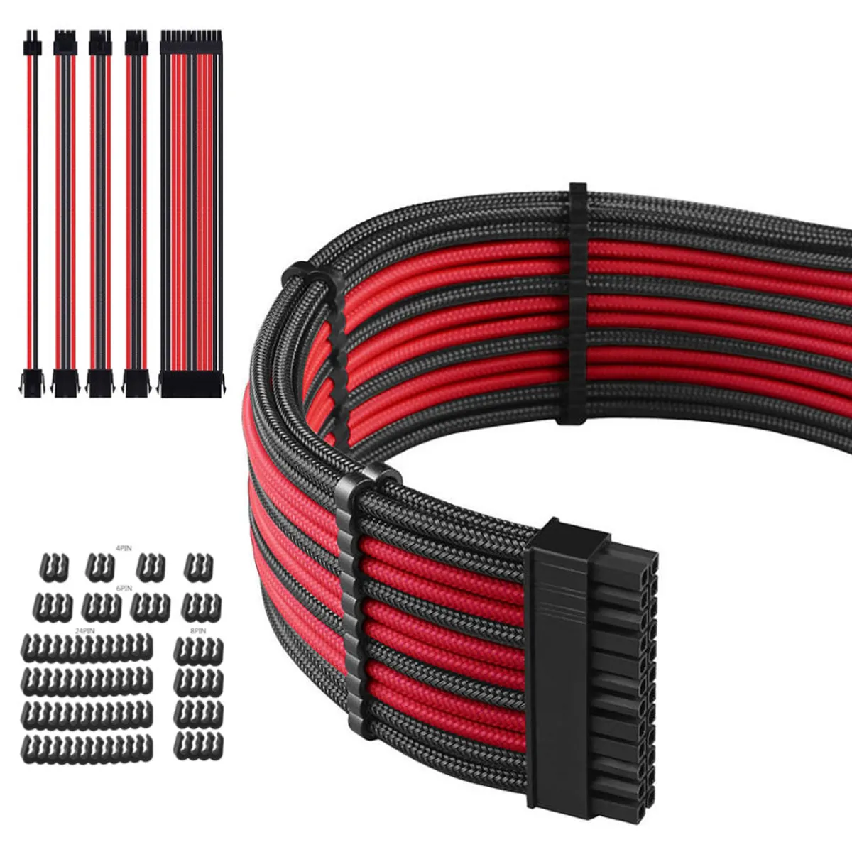 GENERICO - Kit Cable Extensor Ordena Organiza 24 Pin 8 Pin 6 Pin 4 Pin