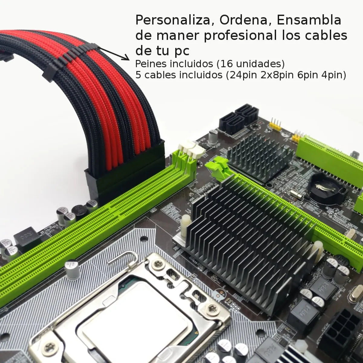 GENERICO - Kit Cable Extensor Ordena Organiza 24 Pin 8 Pin 6 Pin 4 Pin