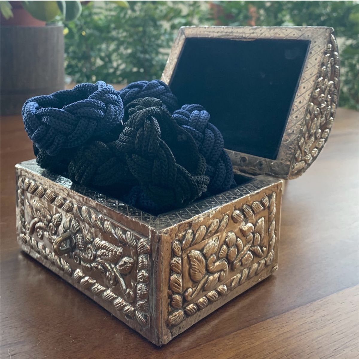 D'MESA - Set 4 aros servilleteros nudo náutico azul marino