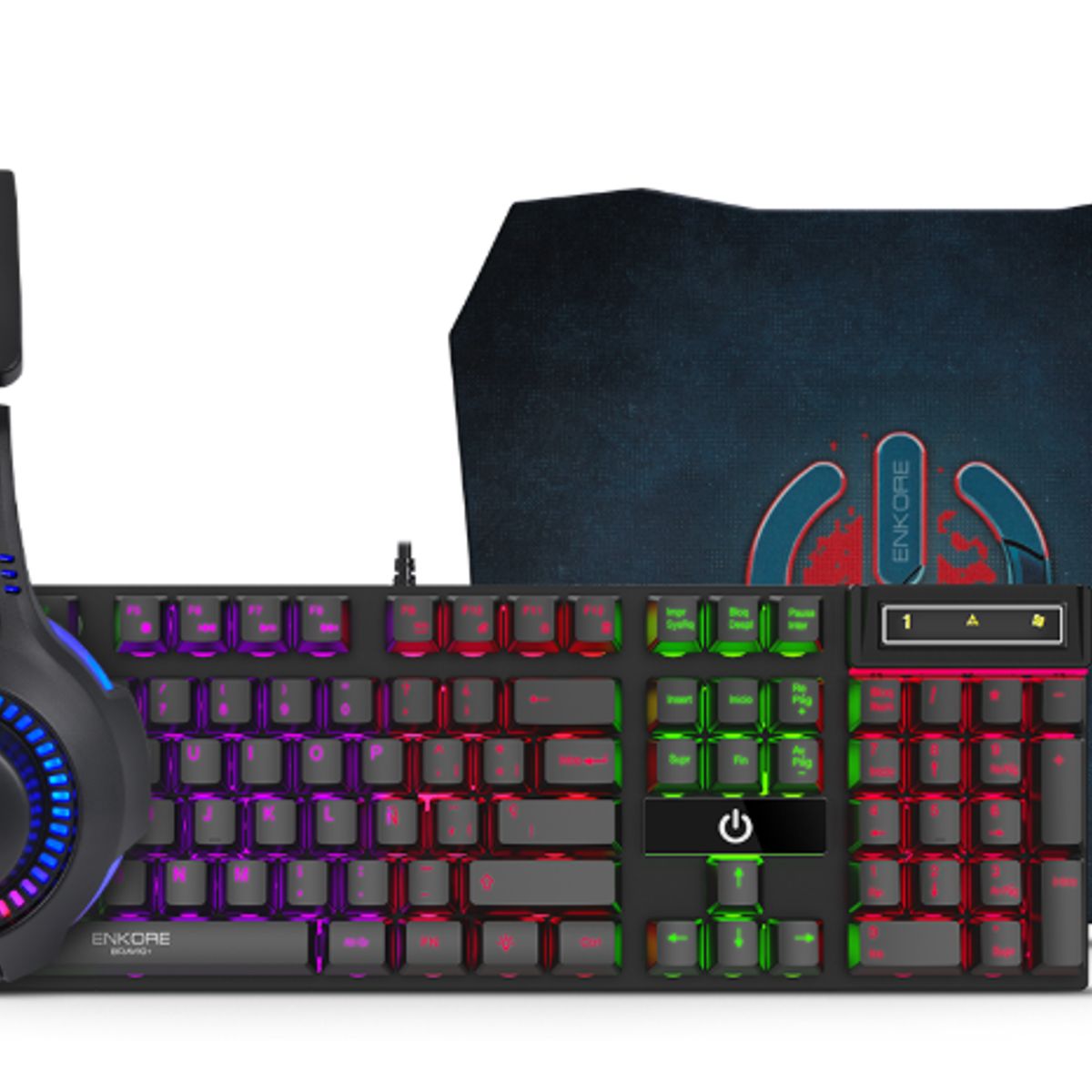 ENKORE - Kit Gamer 4 En 1 BRAVIO4 ENT G1000-4 Teclado + Mouse Usb + AURICULAR