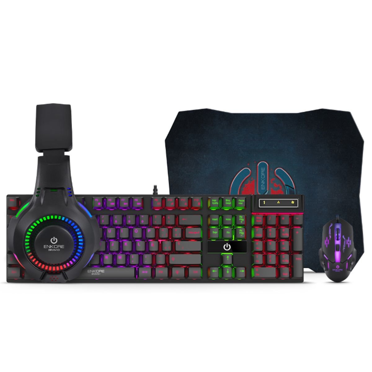 ENKORE - Kit Gamer 4 En 1 BRAVIO4 ENT G1000-4 Teclado + Mouse Usb + AURICULAR