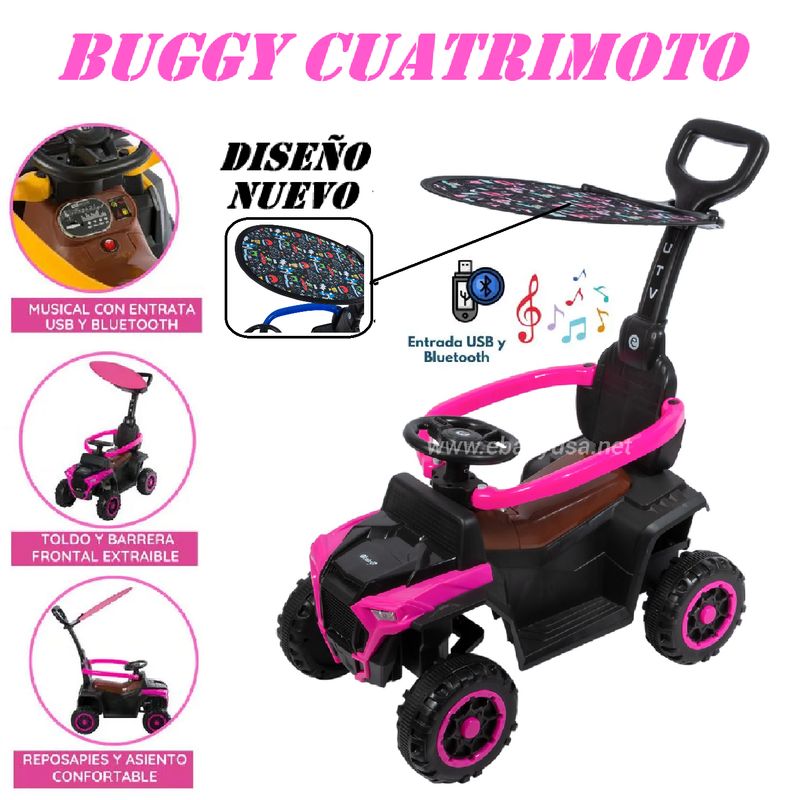 EBABY - Bugui Tractor Musical y Luces Sombrilla con Diseño -Rosado