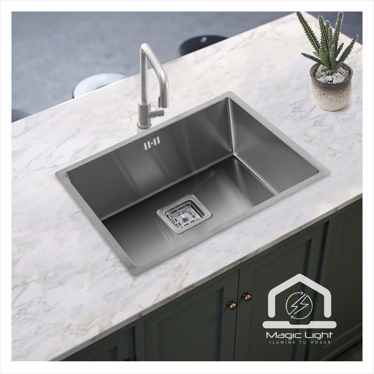 MAGIC - Lavadero de Cocina Acero Inoxidable 1 Poza Satinado 60x45 cm