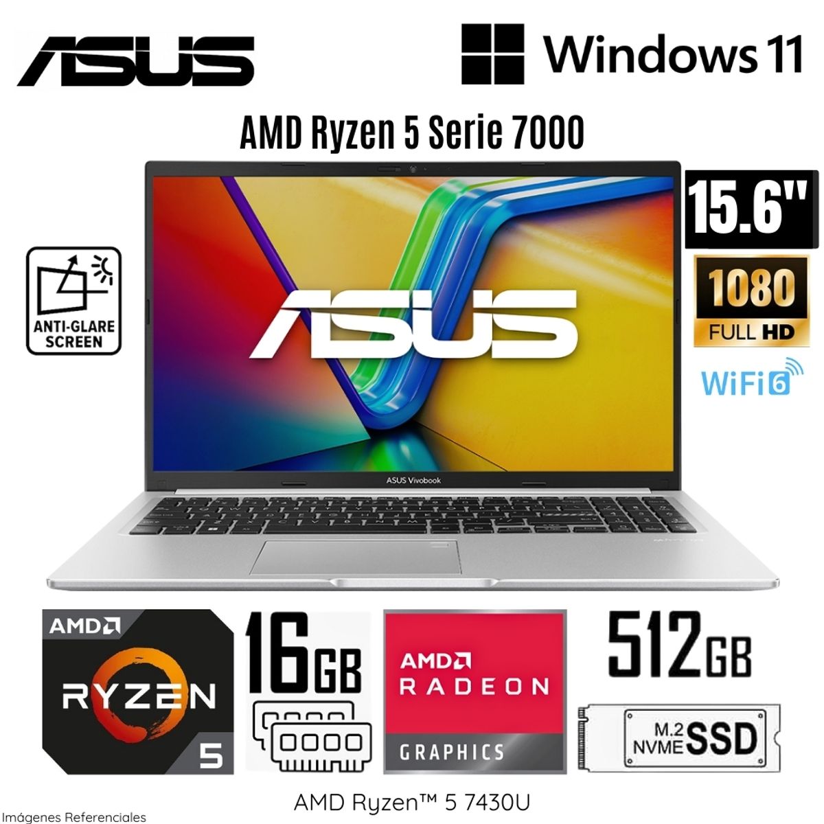 ASUS - Laptop Asus Vivobook M1502YA-NJ544 AMD Ryzen 5-7430U 16GB RAM 512GB SSD 15.6"  FHD - Silver