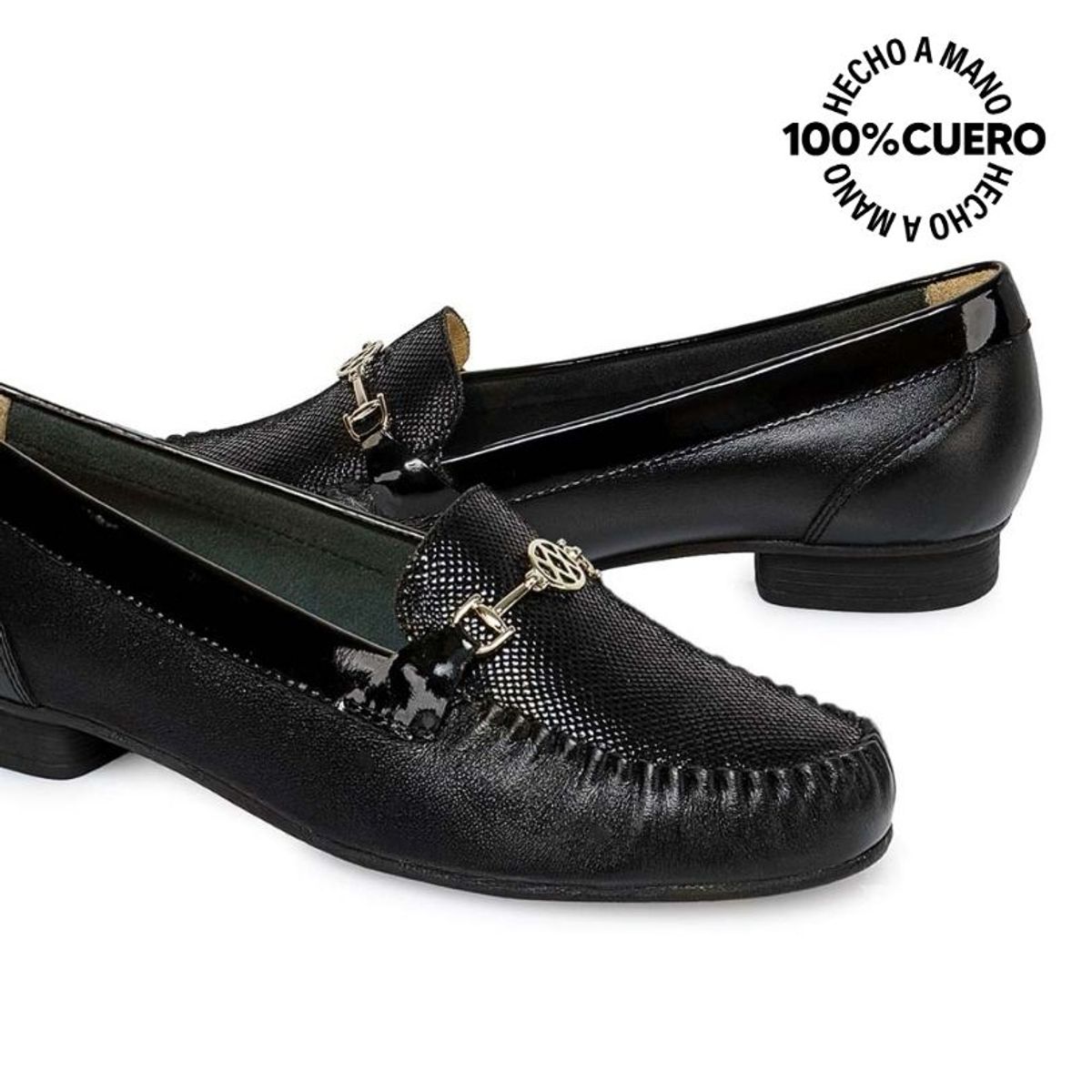 VIALE - Zapato Mocasín Casual DENI-2510 Negro Viale Cuero