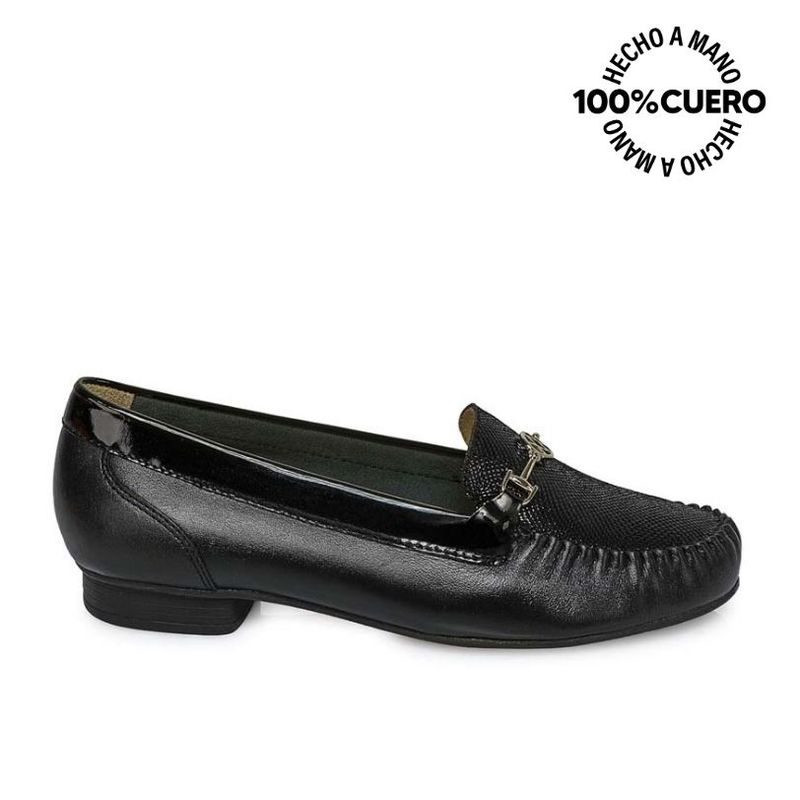 VIALE - Zapato Mocasín Casual DENI-2510 Negro Viale Cuero