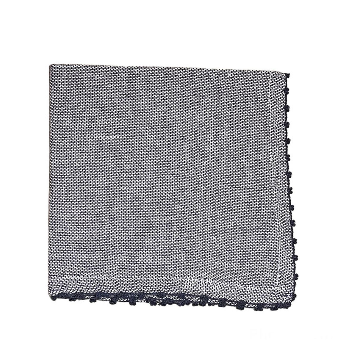 D'MESA - Set 4 servilletas azul marino  con mini pompones