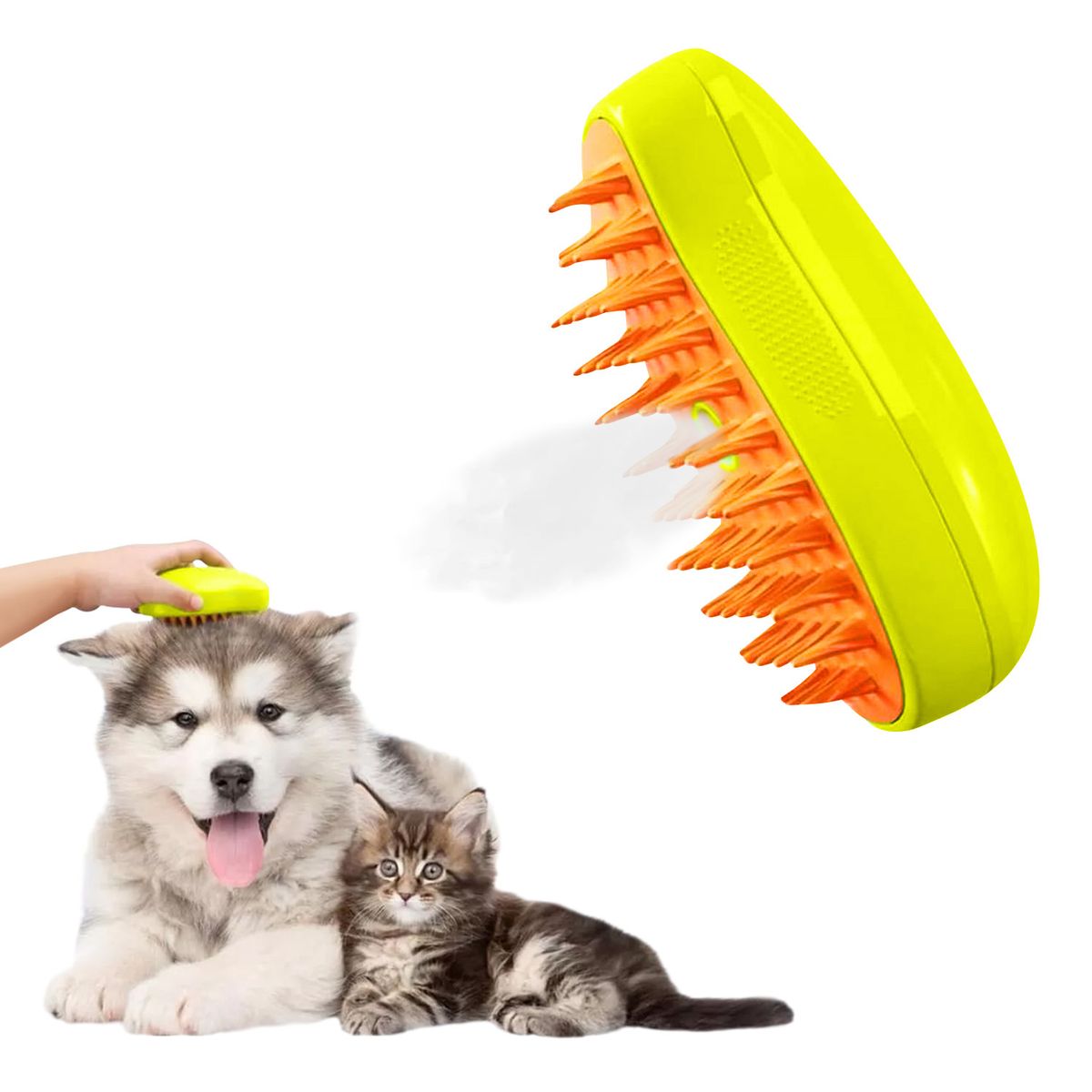 BUYPAL - Cepillo para Mascotas a Vapor Quita Pelusa Portatil Amarillo