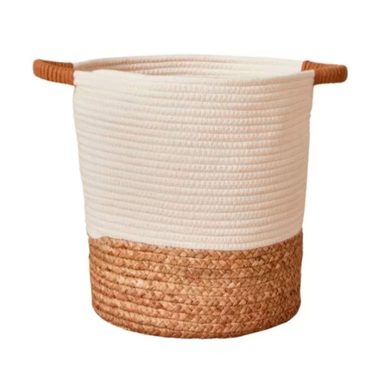 INSPIRA - Cesta para Almacenamiento de Cuerda Tejida con Asa Grande