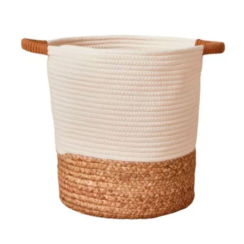 INSPIRA - Cesta para Almacenamiento de Cuerda Tejida con Asa Grande