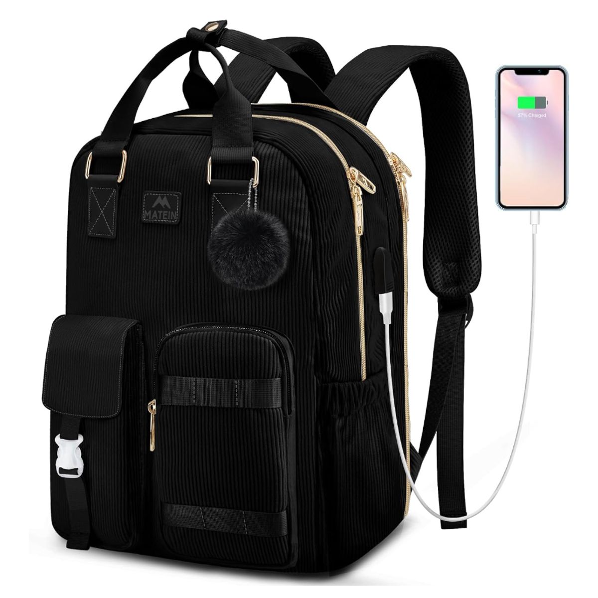 MATEIN - Mochila Urbana Mujer MATEIN Corduroy 30L Portalaptop 15.6 Estudios