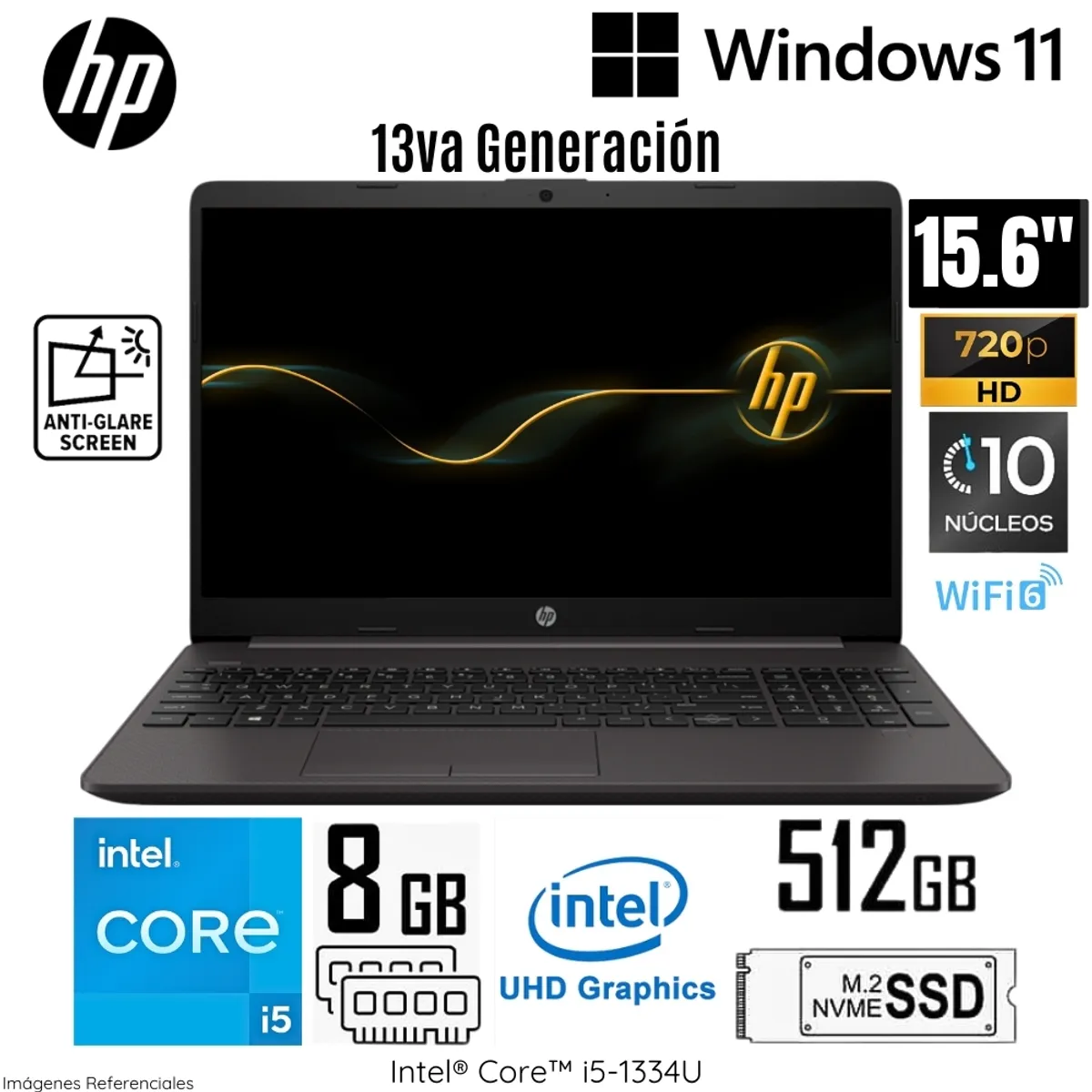 HP - Laptop HP 250 G10 Intel Core i5-1334U 8GB RAM 512GB SSD 15.6"  HD - 9E4Y4LT