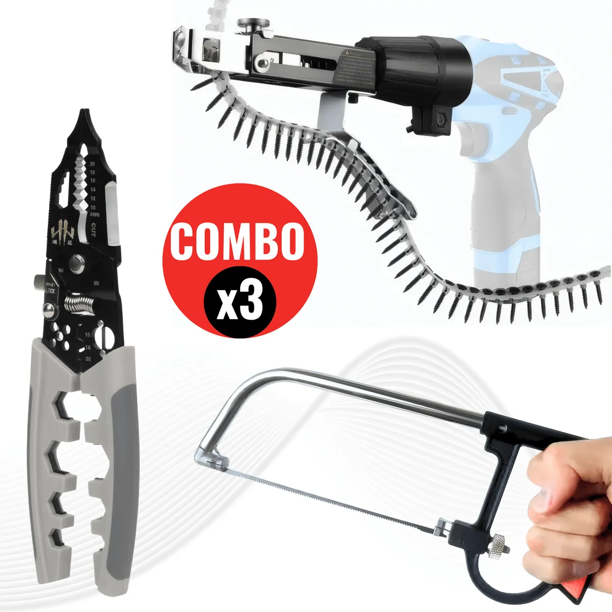 OEM - Combo Pro Sierra + Alicate + Adaptador para pistola de Clavos