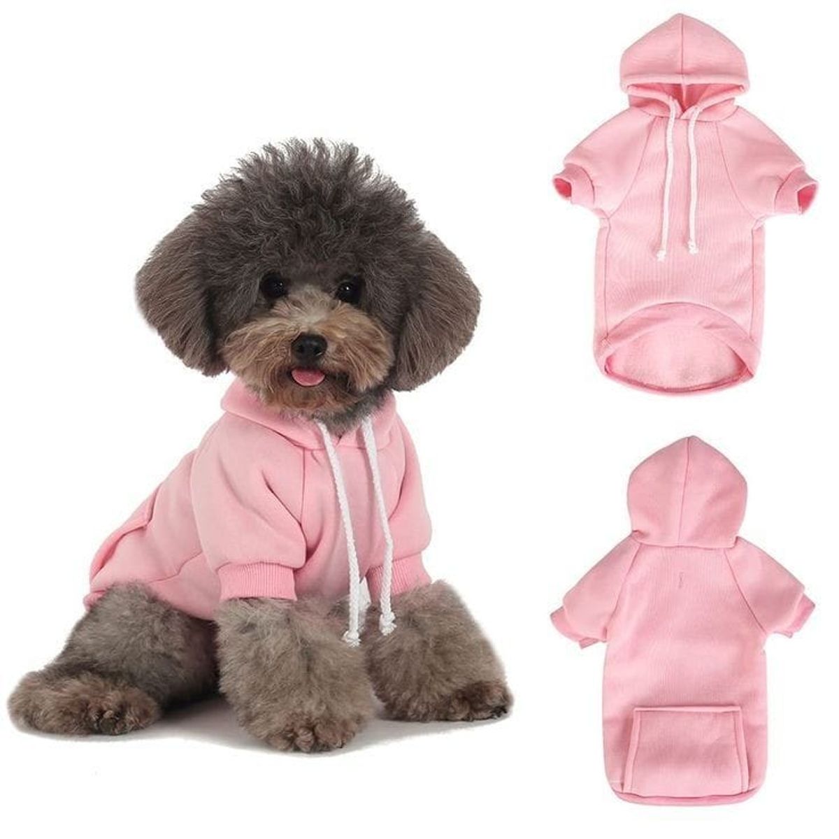 MARC - Ropa De Mascota Polera Con Capucha Color Rosado  Talla 01