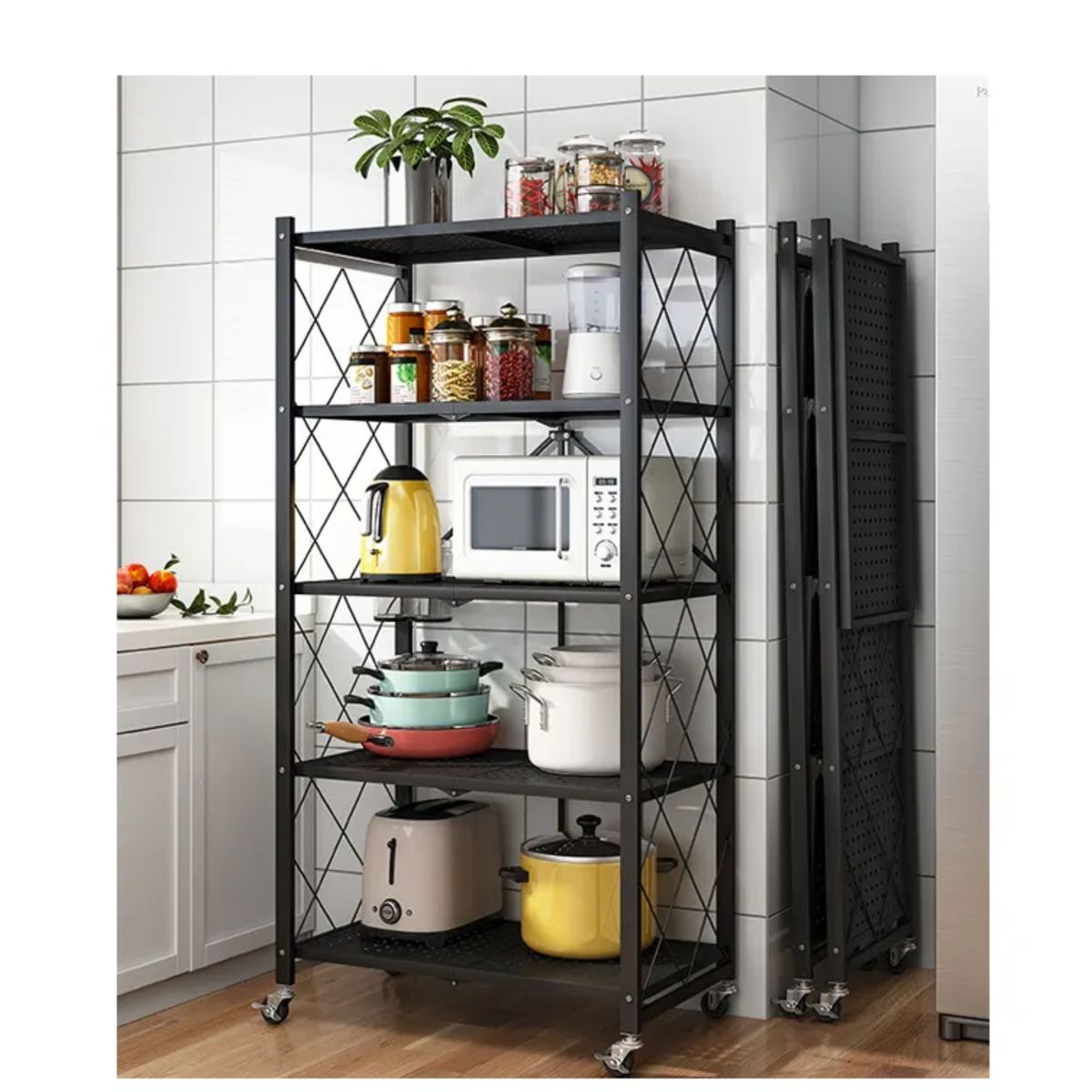 GENERICO - Estante Plegable 5 Niveles Color negro