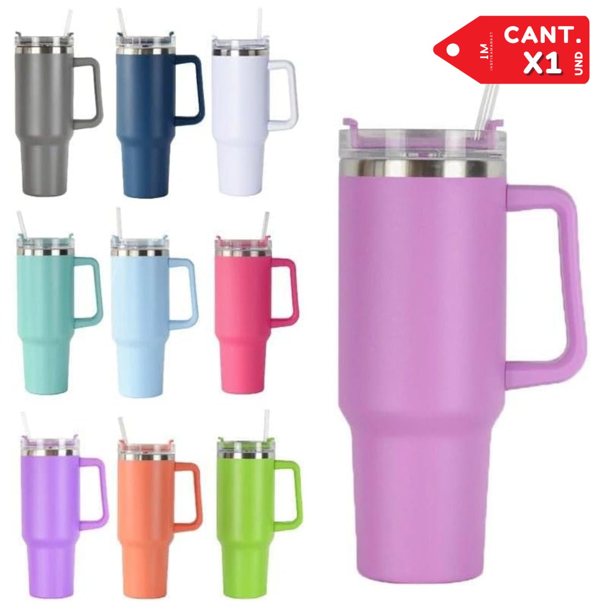 INSPIRA MARKET - Vaso termo grande con asa 1200ml