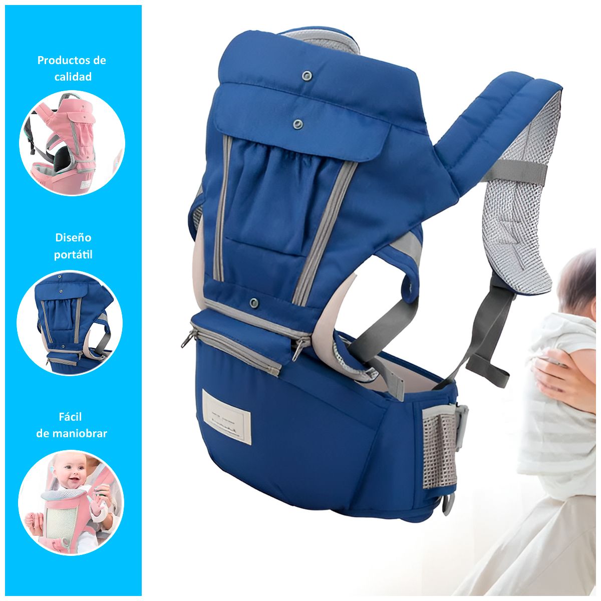 GENERICO - Canguro Portabebés para viaje Azul