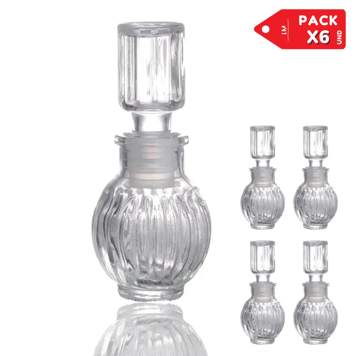 INSPIRA MARKET - Frasco de Aceite Vinagre Especias Whisky de Vidrio 150ml Pack x6