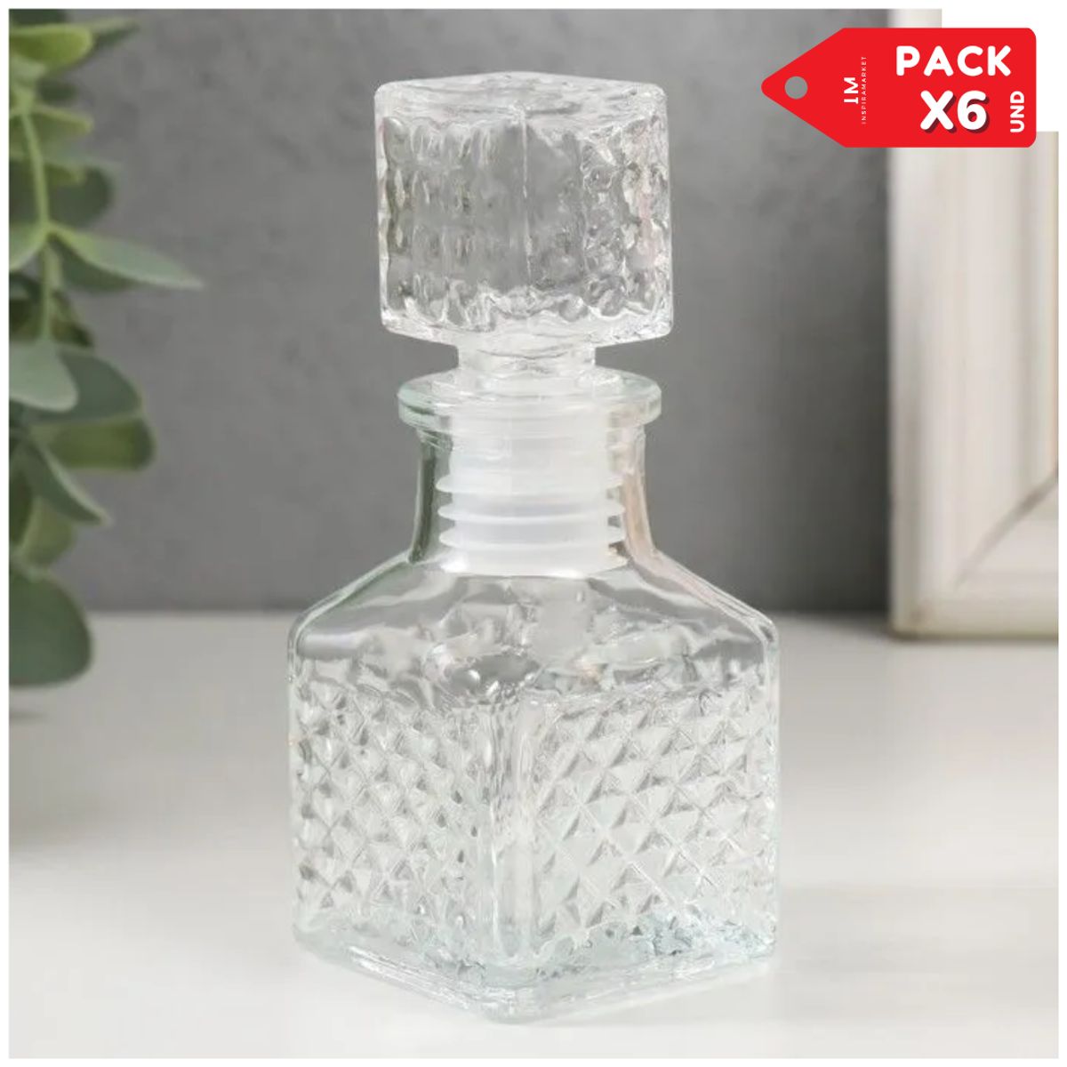INSPIRA MARKET - Frasco de Aceite Vinagre Especias Whisky de Vidrio 150ml Pack x6