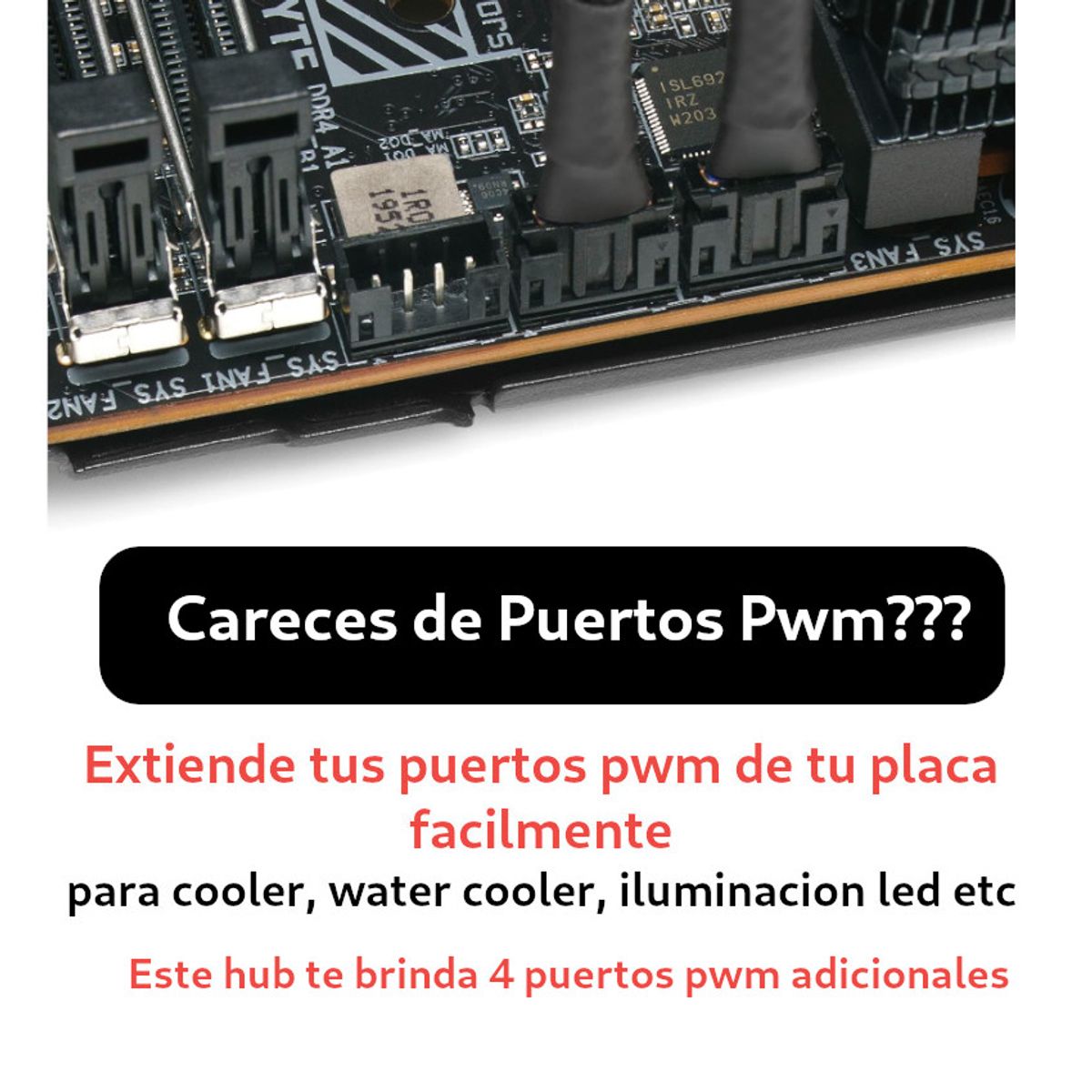 GENERICO - Cable extensor splitter hub 1 pwm a 4 pwm añade puertos p' cooler