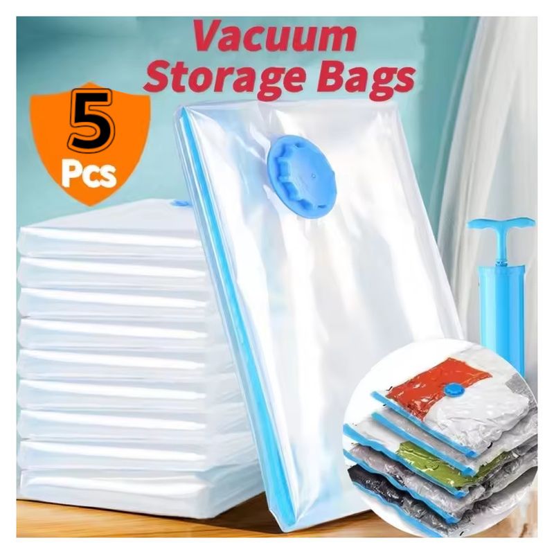 GENERICO - Pack 5 Bolsas vacío 70 x 100cm Ropa Sabanas Frazada Edredon