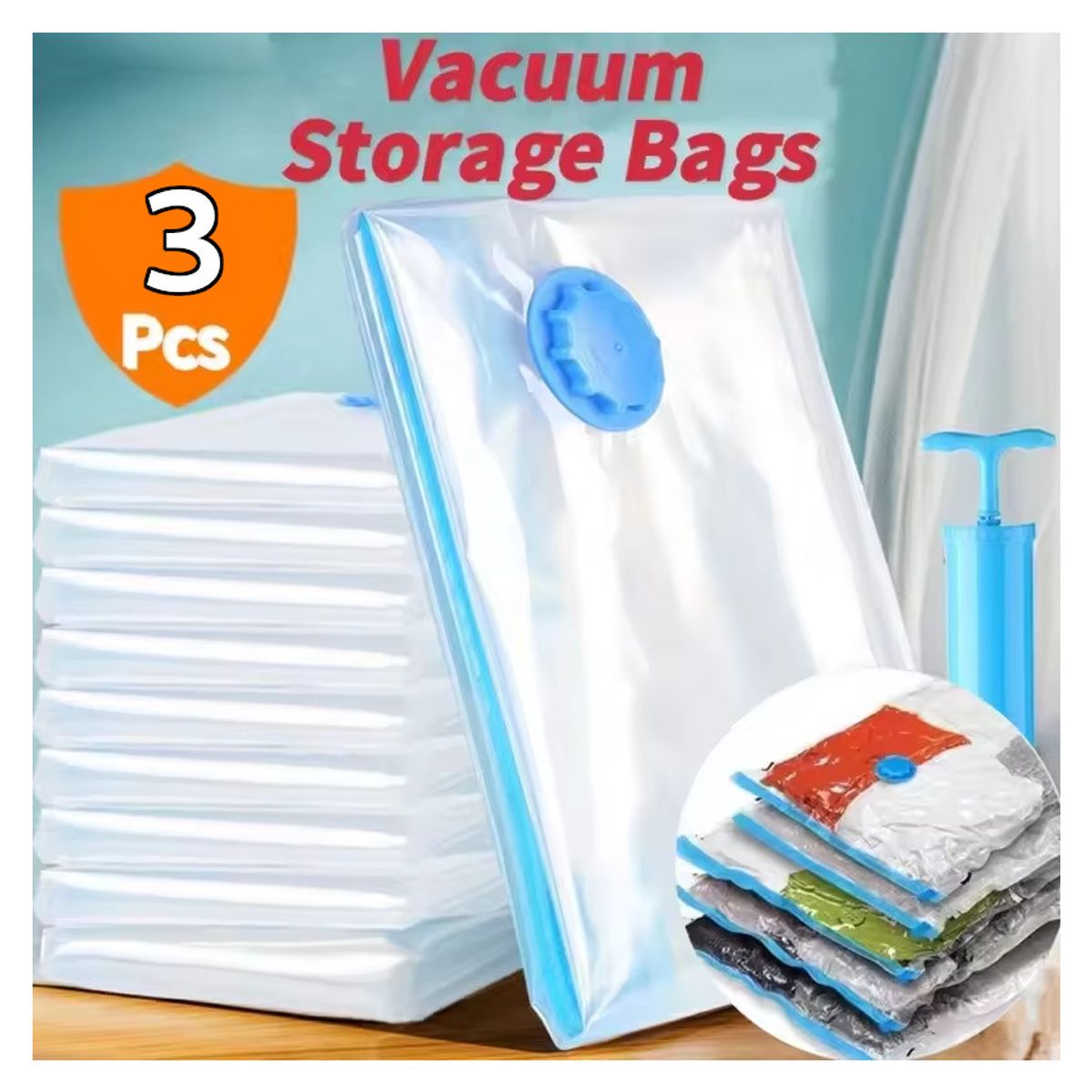 GENERICO - Pack Bolsas al vacío 70 x 100cm Ropa Sabanas Frazada Edredon