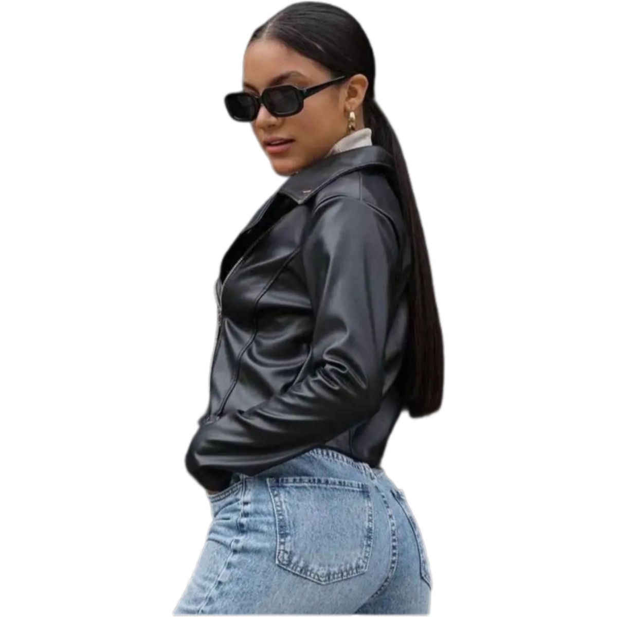 GENERICO - CASACA BIKER CUERINA CASUAL PARA MUJER