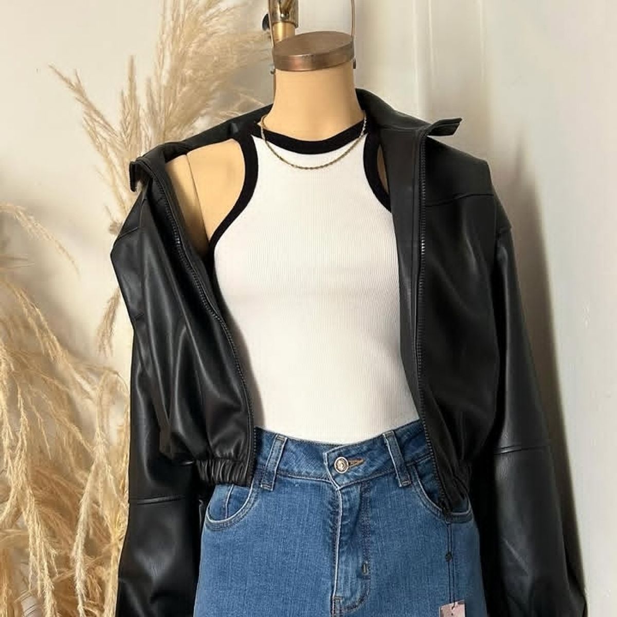 GENERICO - BOMBER JACKET OVERSIZE CUERINA PARA MUJER