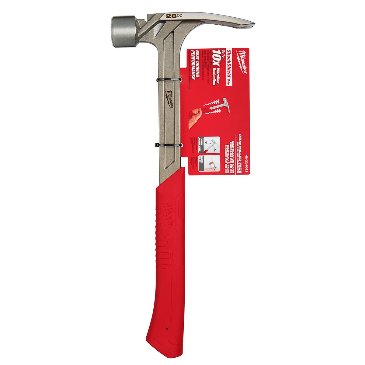 MILWAUKEE - Martillo para enmarcar de 28oz con cara fresada 48-22-9029 MILWAUKEE