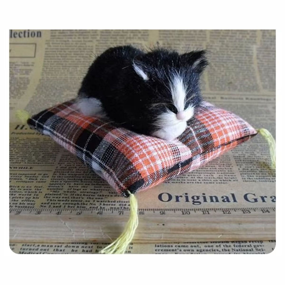 GENERICO - Adorno Gatito Durmiendo Artesanía Realista Decorativo - Negro