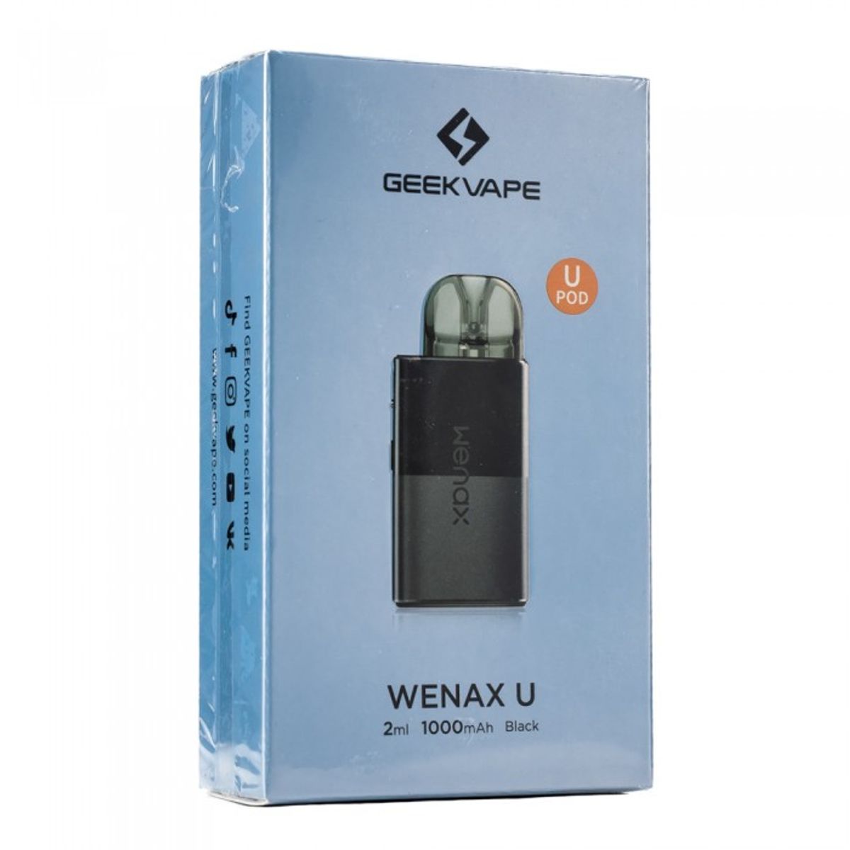 GENERICO - GeekVape Wenax U Kit, 1000 mAh, 2ml, Cartucho 0.7ohm - BLACK