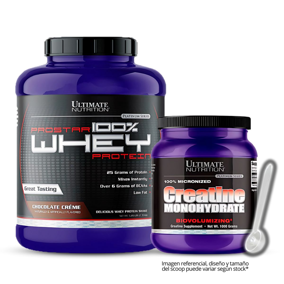 ULTIMATE NUTRITION - Prostar 100 % Whey 5 LB Chocolate + Creatina Ultimate 1 kg con scoop