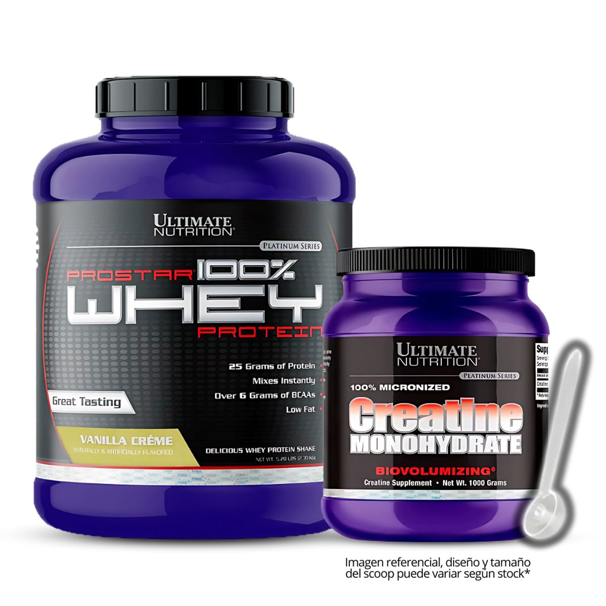 ULTIMATE NUTRITION - Prostar 100 % Whey 5 LB Vainilla + Creatina Ultimate 1 kg con scoop