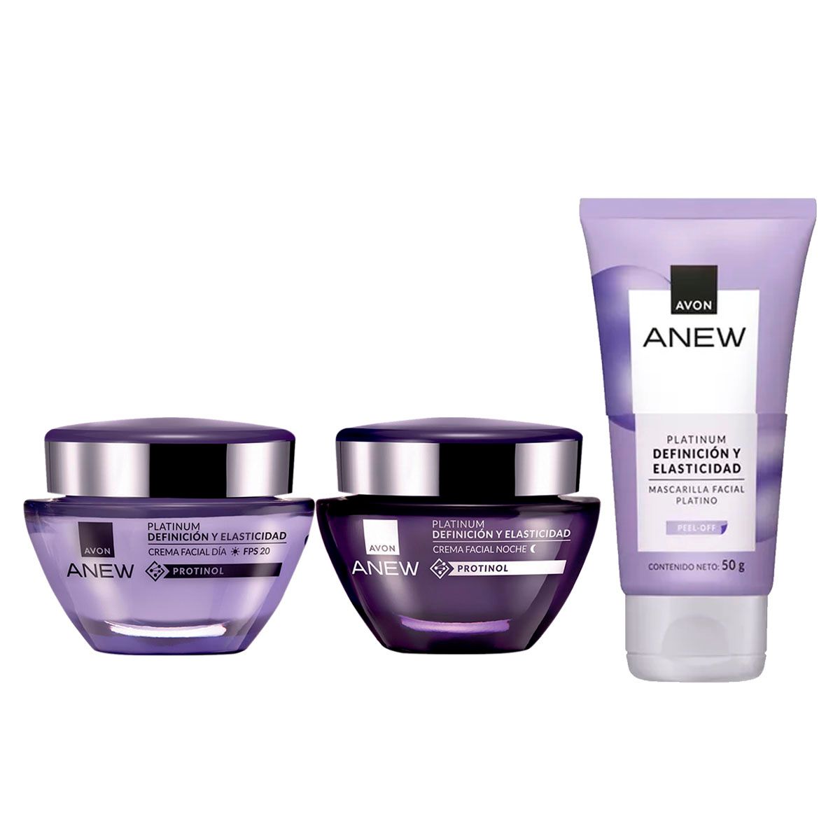 AVON - Anew Platinum Kit x3 Crema Dia + Noche y Mascarilla Facial 60+