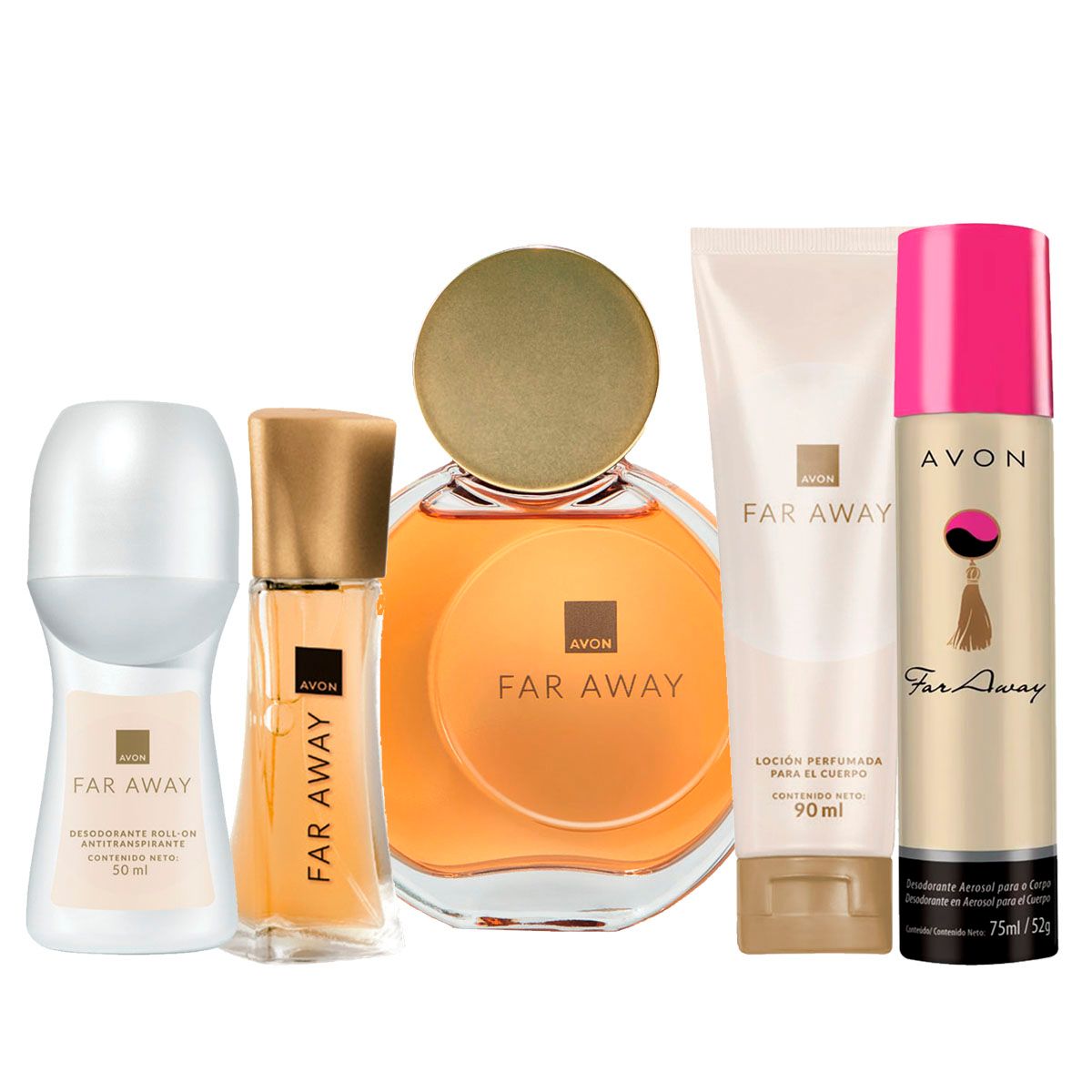 AVON - Far Away Kit x5 Perfume con Hidra Deo Roll On Spray Mini