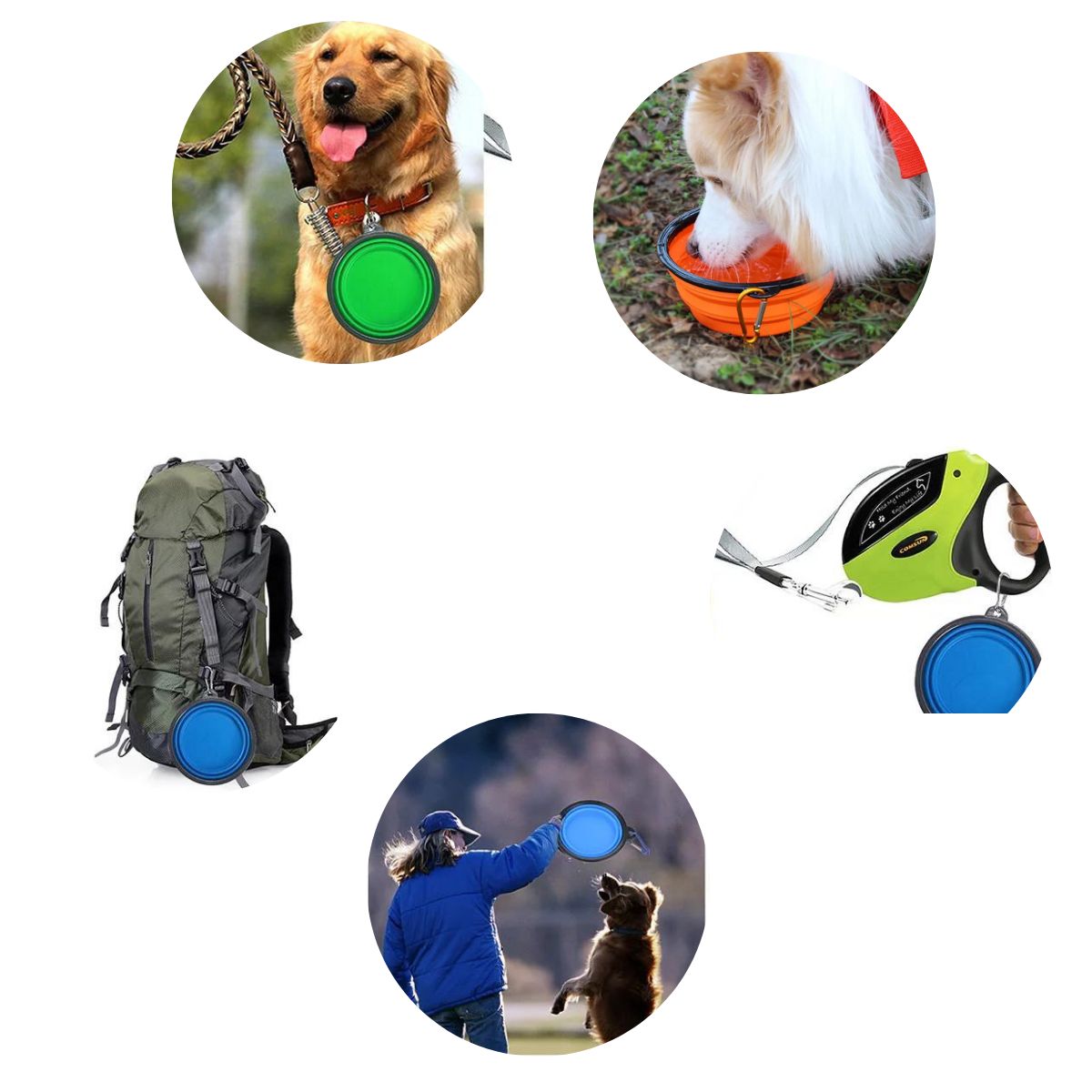 GENERICO - PLATO PORTATIL PLEGABLE PARA MASCOTA 850mL - CELESTE