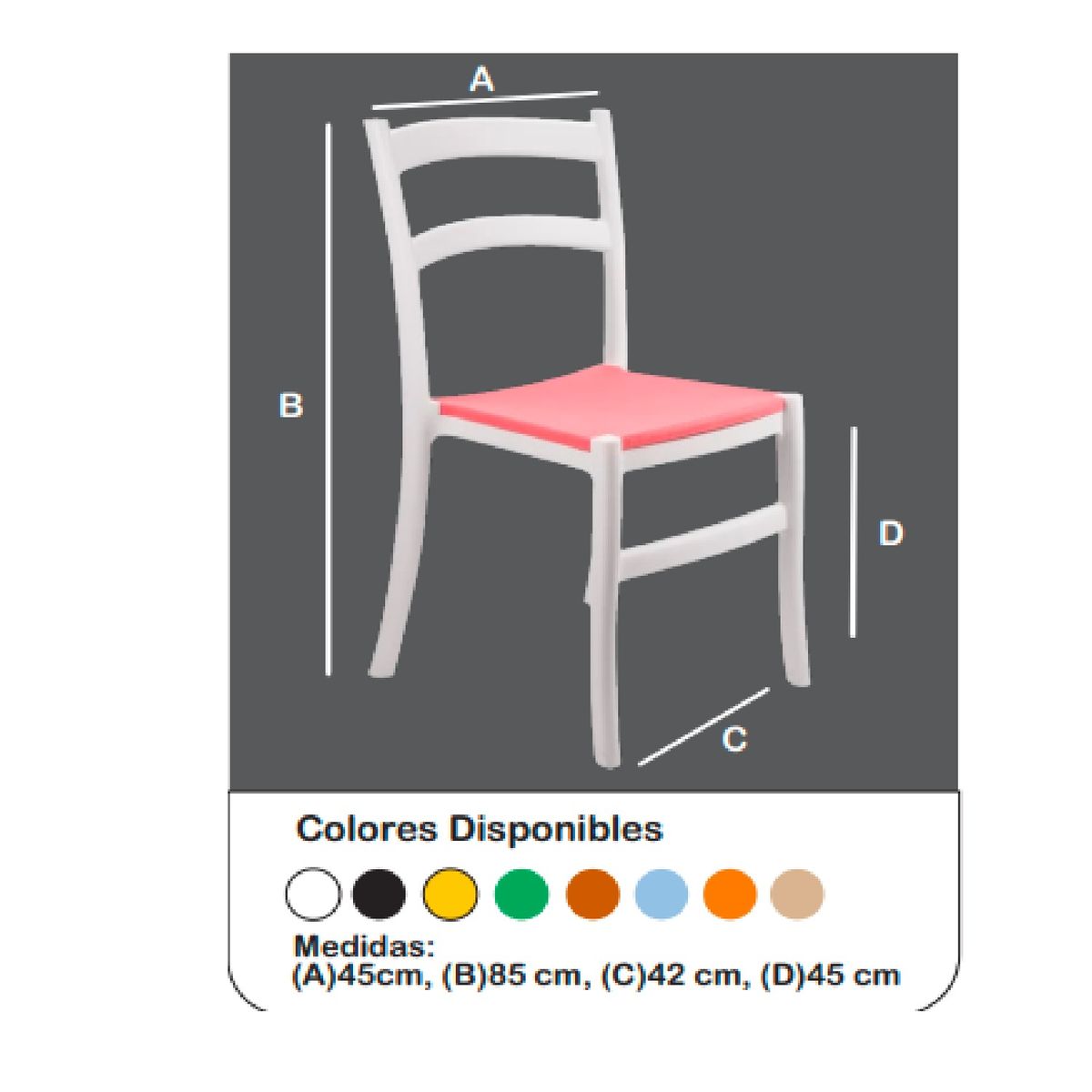 TU MESITA - Silla Práctica de Comedor Aylin color BlancoRojo TU MESITA
