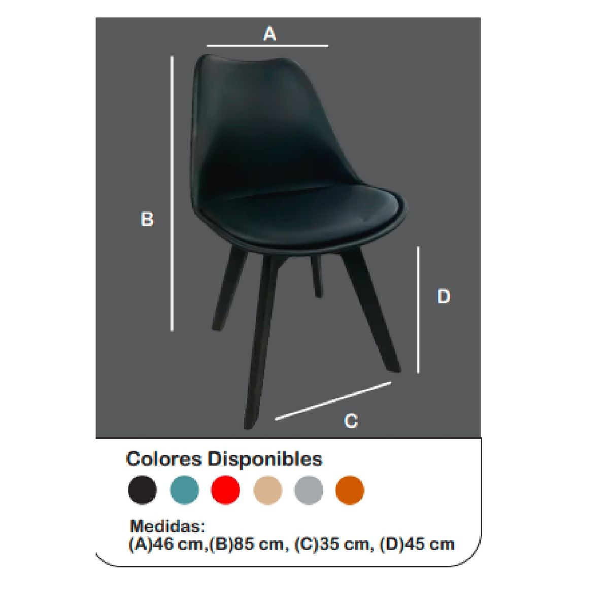 TU MESITA - Silla de Comedor Clásica Vero color Negro TU MESITA