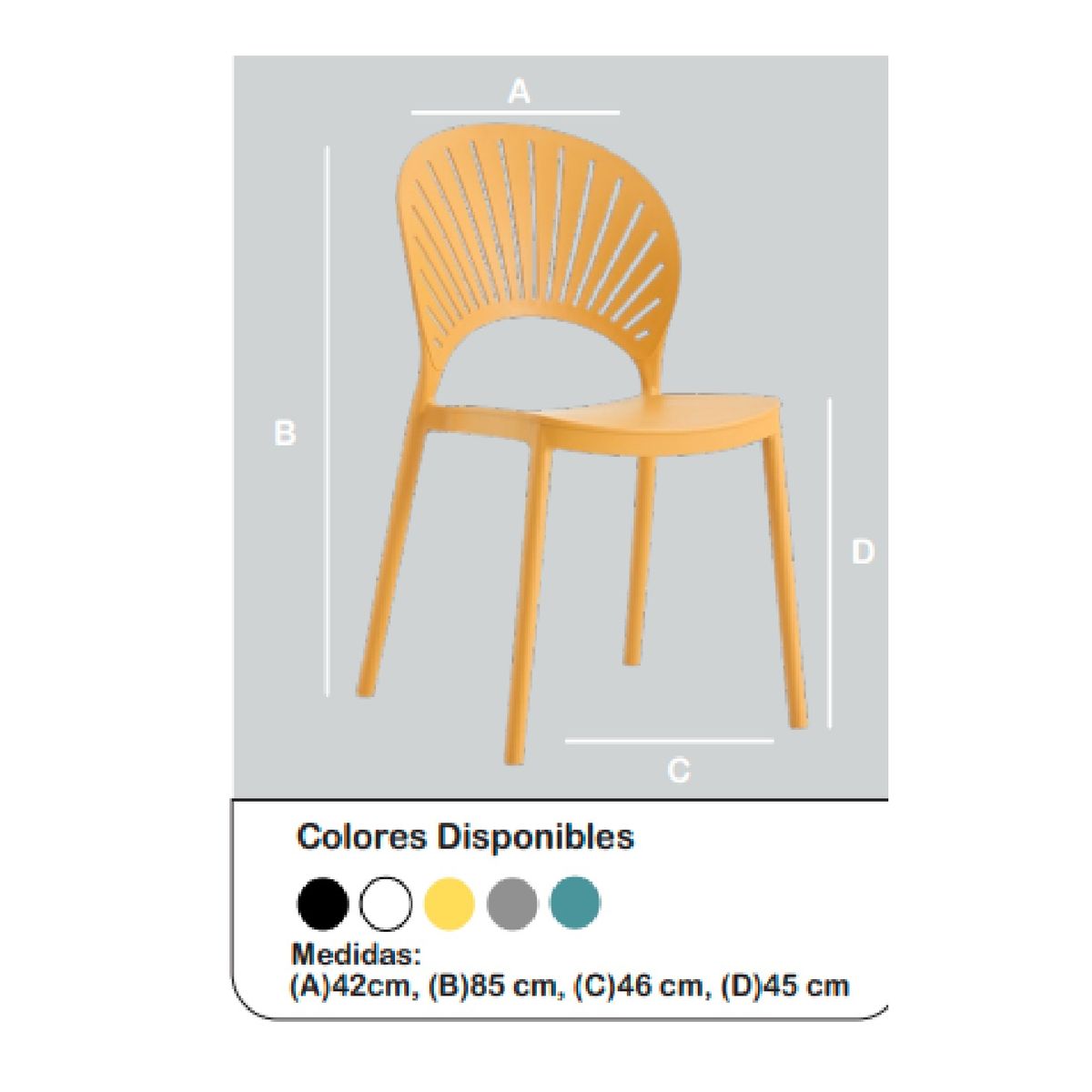 TU MESITA - Silla de Abanico Yoli color Amarillo TU MESITA